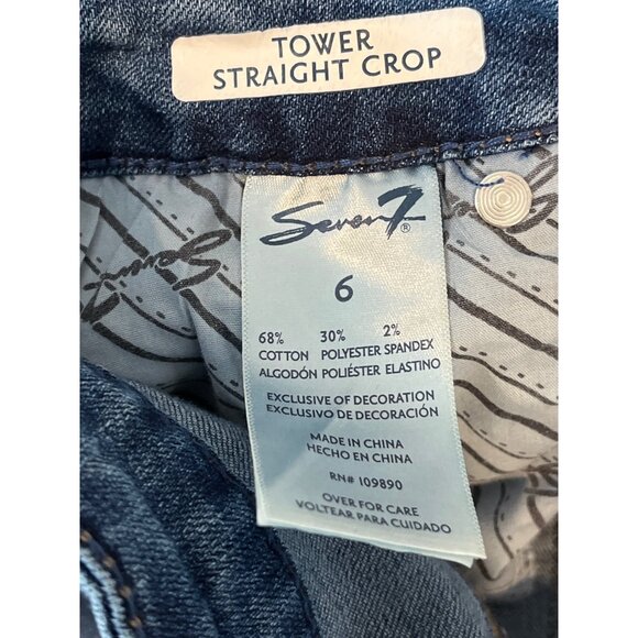 Seven7 Jeans Women’s 6 Tower Straight Crop Blue Stretch Denim - Picture 12 of 12